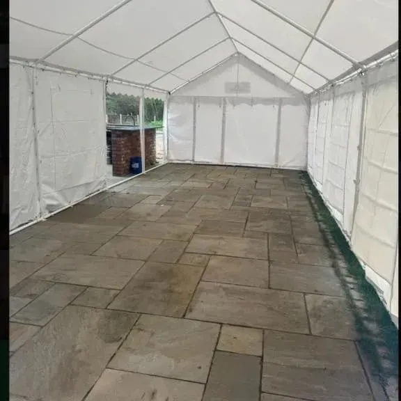 Empty Marquee With Flooring Installed Empty marquee interior with flooring installed ready for event setup