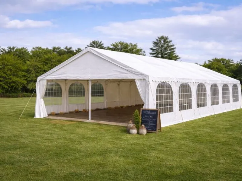Marquee Hire Pricing and Availability Example Marquee hire setup in Essex showing size and space for pricing and availability planning