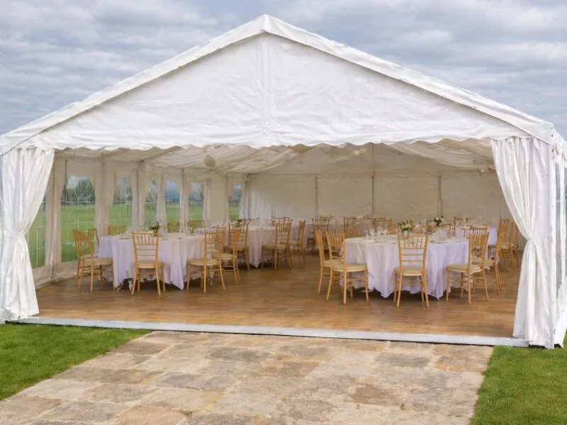 Marquee Setup and Space Example Marquee hire setup in Essex showing space and structure for event availability planning