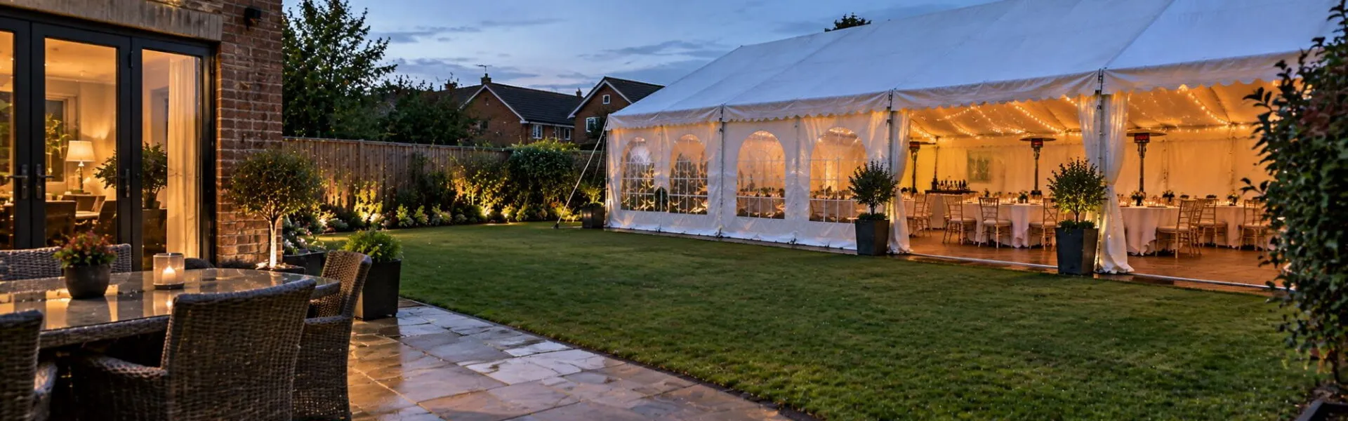 Garden Marquee Access Planning in Essex Side access route leading from an Essex home into a garden for a marquee installation