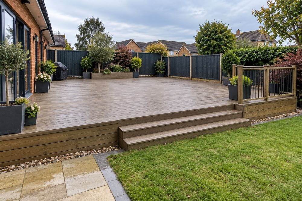 Raised garden decking and supporting structure being considered for a marquee